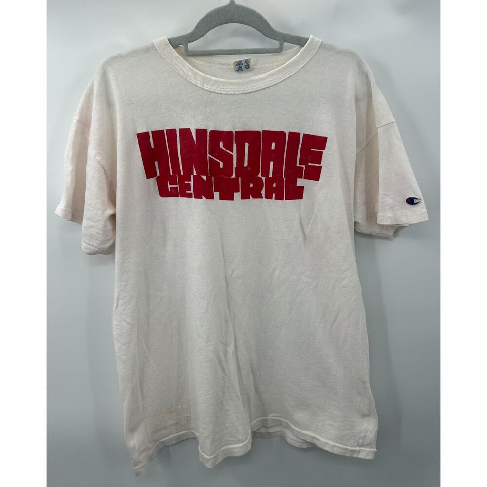 Vintage 80s Hinsdale IL T Shirt XL Athletics Made USA Champion Single Stitch